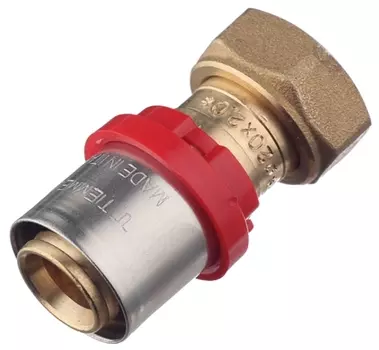 Соединитель прямой с накидной гайкой под евроконус Tiemme 20 мм прессх1/2" ВР гайка