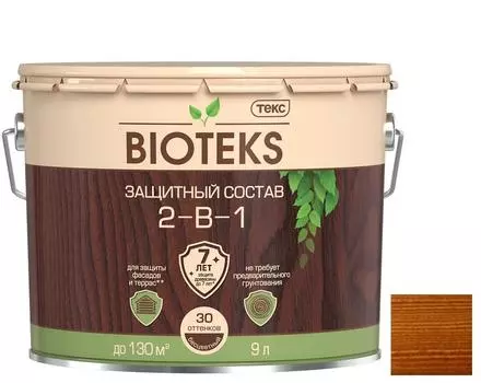 Состав защитный лессирующий Текс Bioteks 2 в 1 Махагон 9 л