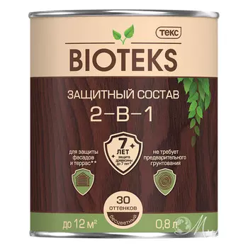 Состав защитный лессирующий Текс Bioteks 710012812 Красное дерево 2 в 1 0,8 л