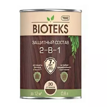 Состав защитный лессирующий Текс Bioteks 710012818 Темная орех 2 в 1 0,8 л