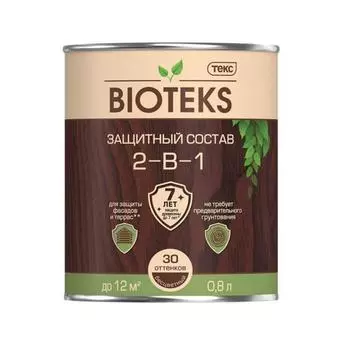 Состав защитный лессирующий Текс Bioteks 710012821 венге 2 в 1 0,8 л