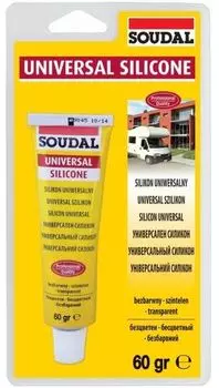Soudal 60 г, Герметик силиконовый универсальный (бесцветный)