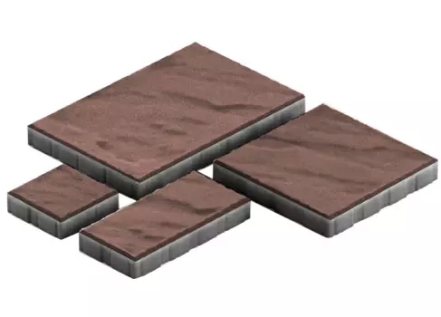Steingot Грандо, 60 мм, Плитка тротуарная мультиформатная частичный прокрас темно-коричневая
