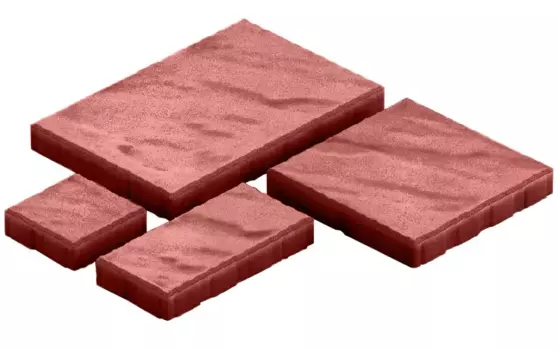 Steingot Грандо, 60 мм, Плитка тротуарная мультиформатная полный прокрас красная