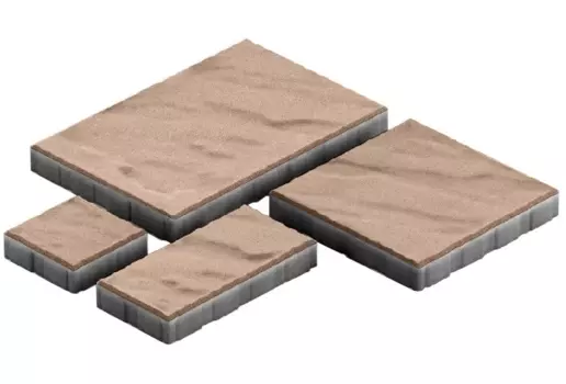 Steingot Грандо, 60 мм, Плитка тротуарная мультиформатная частичный прокрас светло-коричневая