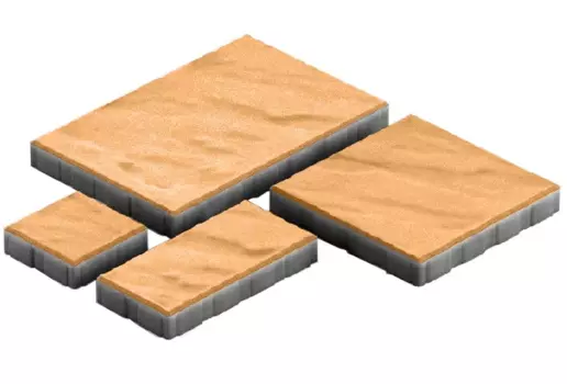 Steingot Грандо, 60 мм, Плитка тротуарная мультиформатная частичный прокрас оранжевая