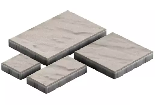 Steingot Грандо, 60 мм, Плитка тротуарная мультиформатная частичный прокрас светло-серая