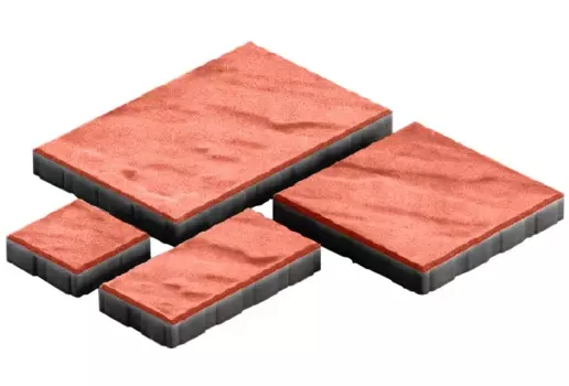 Steingot Грандо, 60 мм, Плитка тротуарная мультиформатная частичный прокрас красная