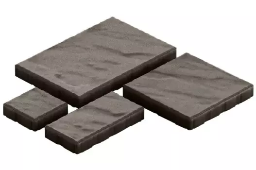 Steingot Грандо, 60 мм, Плитка тротуарная мультиформатная полный прокрас темно-серая