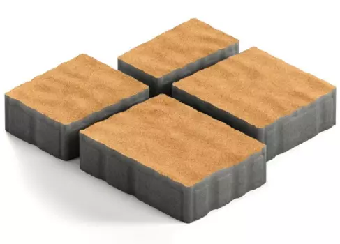 Steingot Гранито, 60 мм, Плитка тротуарная мультиформатная частичный прокрас оранжевая