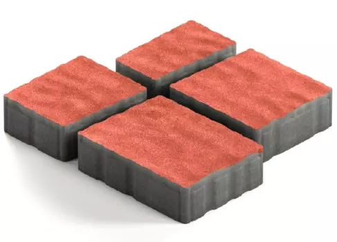 Steingot Гранито, 60 мм, Плитка тротуарная мультиформатная частичный прокрас красная