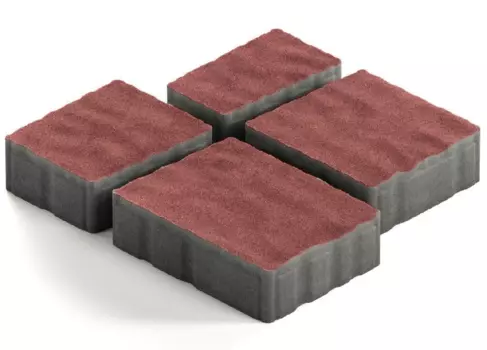 Steingot Гранито, 60 мм, Плитка тротуарная мультиформатная частичный прокрас бордовая