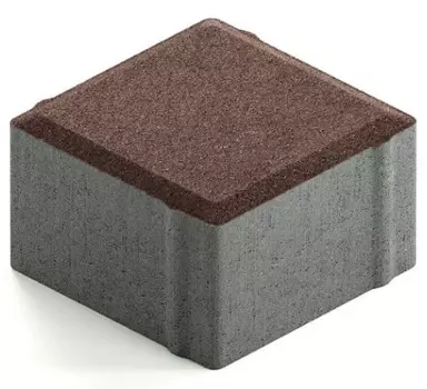 Steingot Практик 60, 100х100х60 мм, Плитка тротуарная квадратная частичный прокрас темно-коричневая