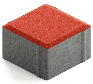 Steingot Практик 60, 100х100х60 мм, Плитка тротуарная квадратная частичный прокрас красная