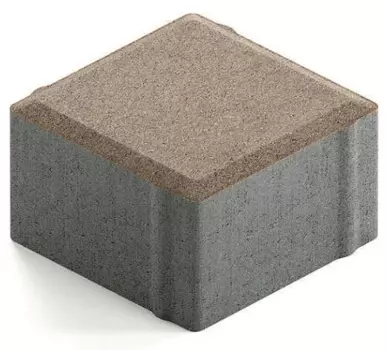 Steingot Практик 60, 100х100х60 мм, Плитка тротуарная квадратная частичный прокрас светло-коричневая