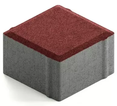 Steingot Практик 60, 100х100х60 мм, Плитка тротуарная квадратная частичный прокрас бордовая