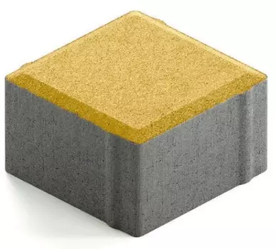 Steingot Практик 60, 100х100х60 мм, Плитка тротуарная квадратная частичный прокрас желтая