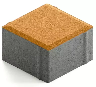 Steingot Практик 60, 100х100х60 мм, Плитка тротуарная квадратная частичный прокрас оранжевая