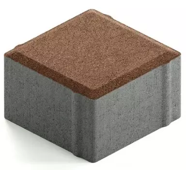 Steingot Практик 60, 100х100х60 мм, Плитка тротуарная квадратная частичный прокрас коричневая