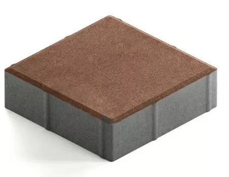 Steingot Практик 60, 200х200х60 мм, Плитка тротуарная квадратная частичный прокрас коричневая