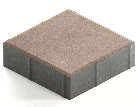Steingot Практик 60, 200х200х60 мм, Плитка тротуарная квадратная частичный прокрас светло-коричневая