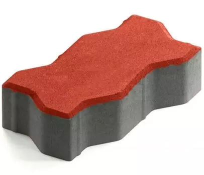 Steingot Практик 60, 225х112.5х60 мм, Плитка тротуарная зигзагообразная частичный прокрас красная