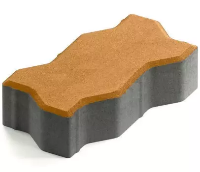 Steingot Практик 60, 225х112.5х60 мм, Плитка тротуарная зигзагообразная частичный прокрас оранжевая