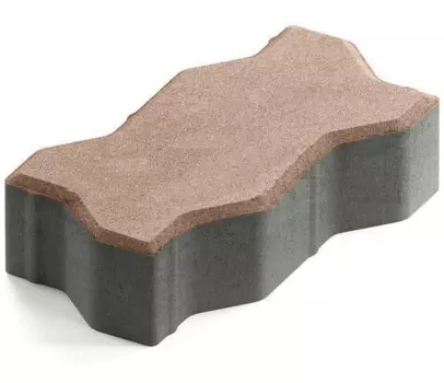 Steingot Практик 60, 225х112.5х60 мм, Плитка тротуарная зигзагообразная частичный прокрас светло-коричневая