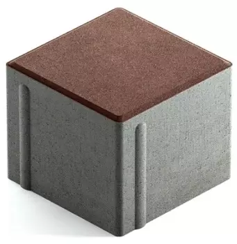 Steingot Сити 80, 100х100х80 мм, Плитка тротуарная квадратная частичный прокрас темно-коричневая