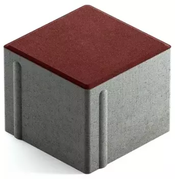 Steingot Сити 80, 100х100х80 мм, Плитка тротуарная квадратная частичный прокрас бордовая