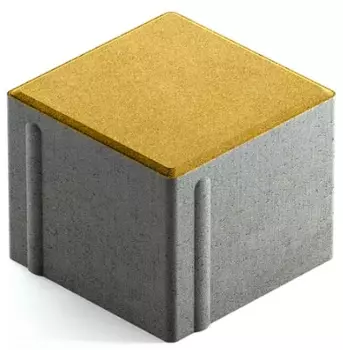 Steingot Сити 80, 100х100х80 мм, Плитка тротуарная квадратная частичный прокрас желтая