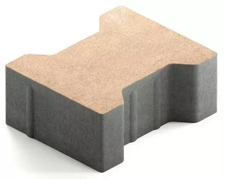 Steingot Сити 80, 200х165х80 мм, Плитка тротуарная катушка без фаски частичный прокрас бежевая