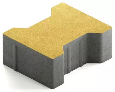 Steingot Сити 80, 200х165х80 мм, Плитка тротуарная катушка без фаски частичный прокрас желтая