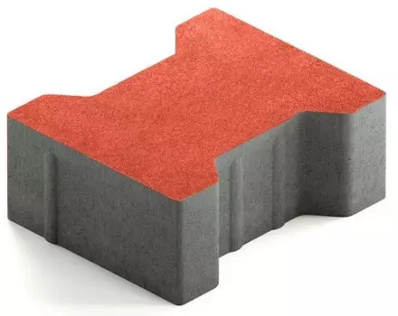 Steingot Сити 80, 200х165х80 мм, Плитка тротуарная катушка без фаски частичный прокрас красная