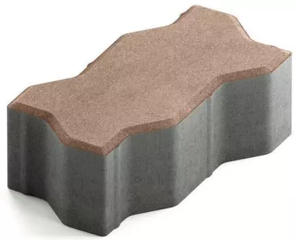 Steingot Сити 80, 225х112.5х80 мм, Плитка тротуарная зигзагообразная частичный прокрас светло-коричневая