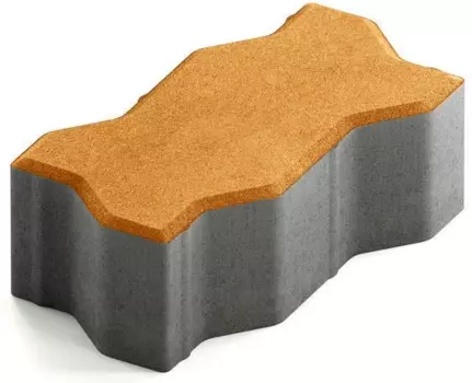 Steingot Сити 80, 225х112.5х80 мм, Плитка тротуарная зигзагообразная частичный прокрас оранжевая