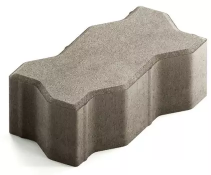 Steingot Сити 80, 225х112.5х80 мм, Плитка тротуарная зигзагообразная полный прокрас серая