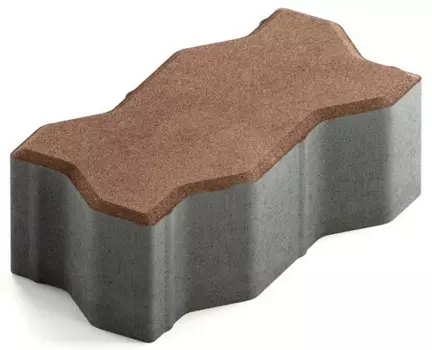 Steingot Сити 80 225х112.5х80 мм, Плитка тротуарная зигзагообразная частичный прокрас коричневая