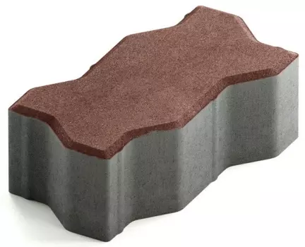 Steingot Сити 80 225х112.5х80 мм, Плитка тротуарная зигзагообразная частичный прокрас темно-коричневая