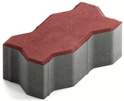 Steingot Сити 80, 225х112.5х80 мм, Плитка тротуарная зигзагообразная частичный прокрас бордовая