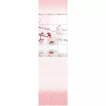 Стеновая панель ПВХ Novita Light фриз 3D вишня розовая узор 2700х250 мм