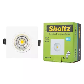 Светильник светодиодный встраиваемый Sholtz 88х88 мм поворотный 5 Вт 220 В 3000 К теплый свет квадратный IP20 белый