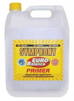 Symphony Euro-Balance Primer, 3 л, Грунтовка глубокого проникновения акриловая