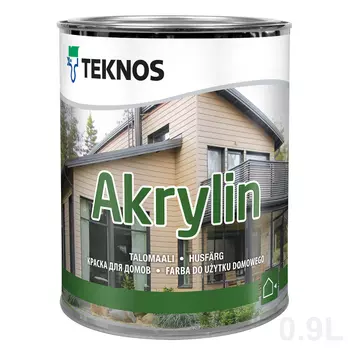 Teknos Akrylin белая, 0,9 л, Краска фасадная по дереву акрилатная