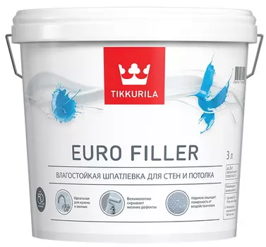 Tikkurila Euro Filler, 3 л, Шпатлевка готовая влагостойкая