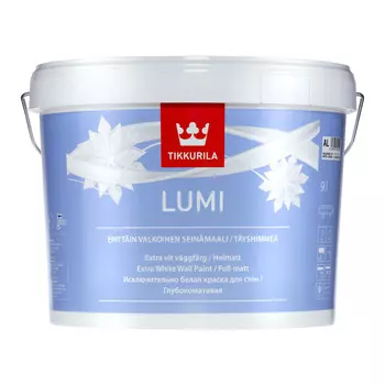 Tikkurila Луми 9 л, Краска интерьерная акрилатная для стен (белая)