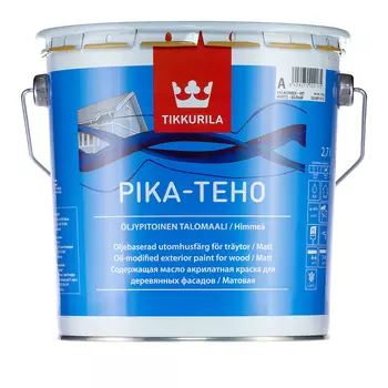 Tikkurila Pika-Teho белая, 2,7 л, Краска фасадная по дереву масляно-акрилатная
