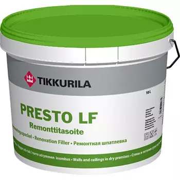 Tikkurila Presto LF, 10 л, Шпатлевка готовая ремонтная