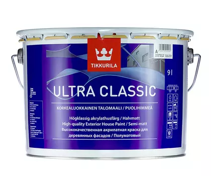 Tikkurila Ultra Classic полупрозрачная, 9 л, Краска фасадная по дереву акрилатная