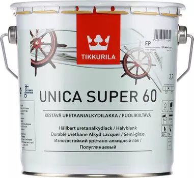 Tikkurila Unica Super 60, 9 л, Лак уретано-алкидный универсальный